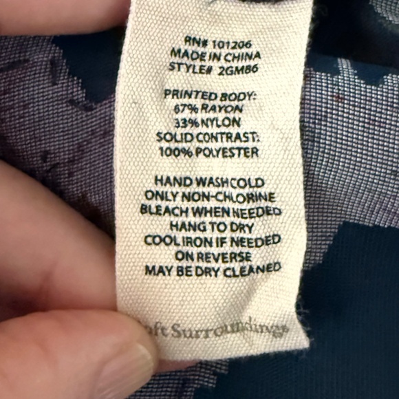 Soft Surroundings Velvet Burnout Kimono Jacket Topper Beaded Large L XL Blue - Picture 9 of 9